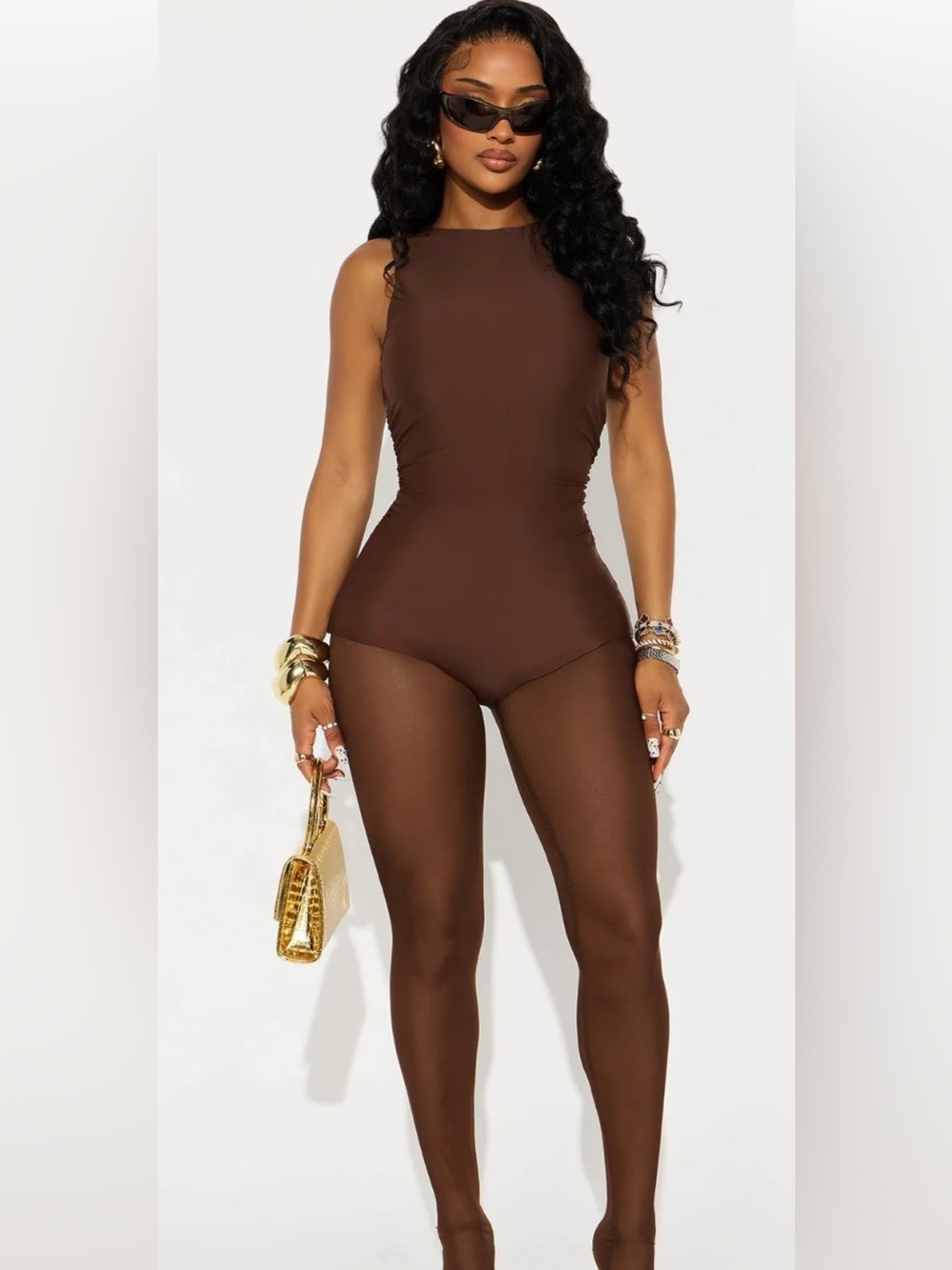 Fashion Nova Brown Leona Double Lined 2 Piece Set Large